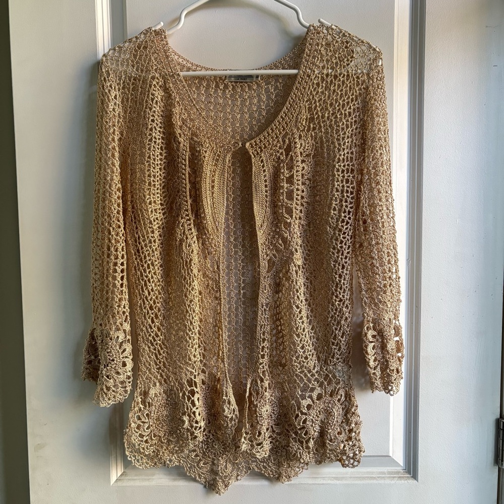 Moffi Beige with beads Crochet Cardigan